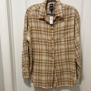 GAP Women's Brown Flannel Plaid Button-Down Shirt NWT - L